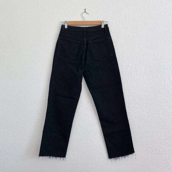 NWT Topshop High Waisted Straight Leg Jeans Raw Hem Black Denim Women's 4 / 26‎ - Picture 5 of 7